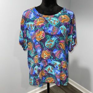 Women’s silk blouse top vintage size XS colorful 1980s 1990s